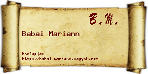 Babai Mariann névjegykártya