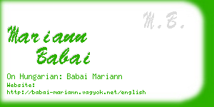 mariann babai business card